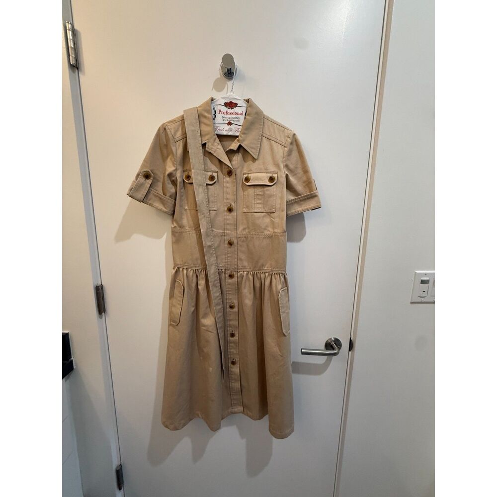 Tory Burch Tan Khaki Safari Utility Shirt Dress Size 2 - Picture 5 of 12